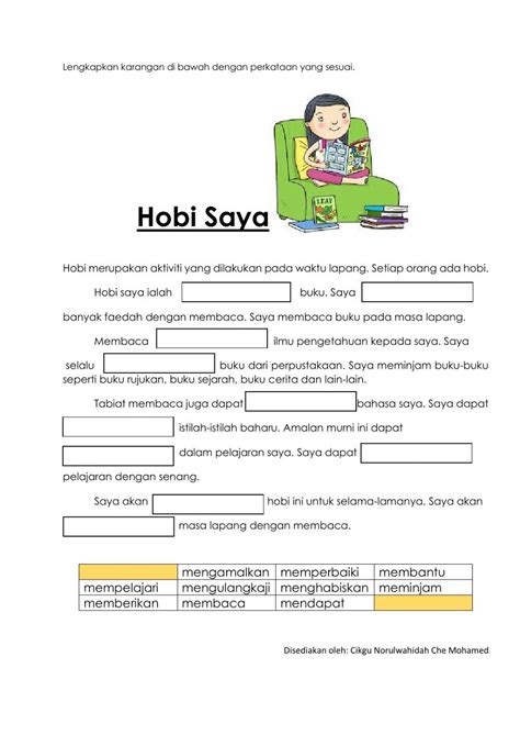 Karangan Hobi Saya Worksheet Artofit