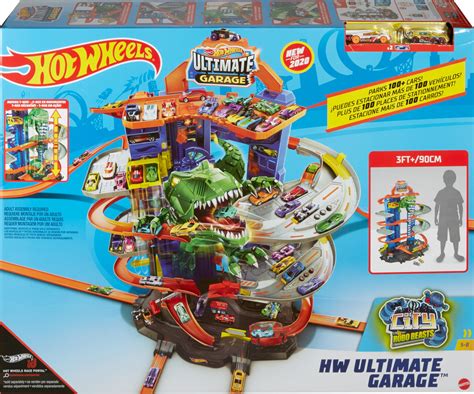 Hot Wheels City Toy Car Track Set Ultimate Garage With T Rex Dinosaur Ft Tall With Cars