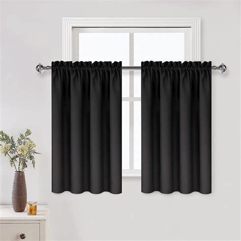 Dwcn Black Short Blackout Curtains For Small Window