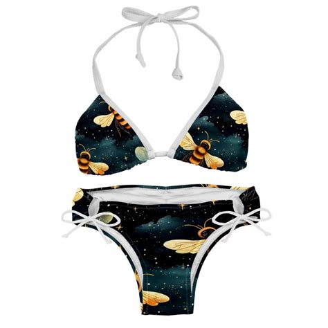 Starry Bees In The Sky Detachable Sponge Adjustable Strap Bikini Set Two Pack For Versatile