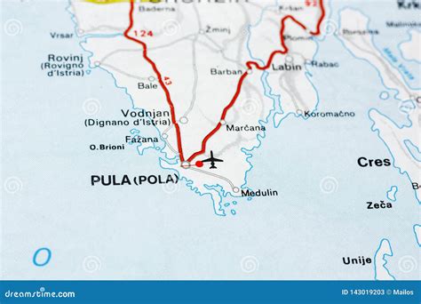 Geographic Map of European Country Croatia with Pula City Stock Image ...