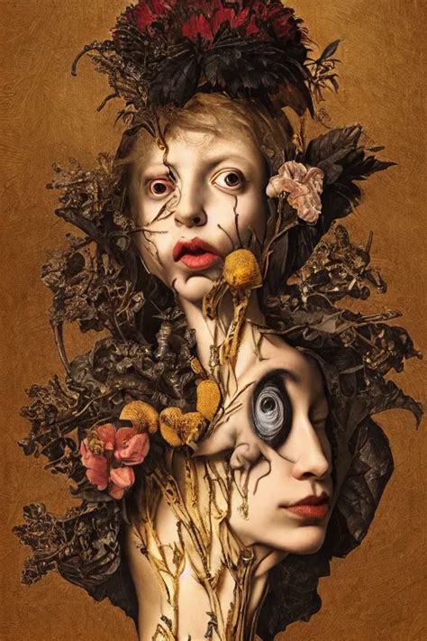 Detailed Maximalist Portrait With Large Lips And With Stable