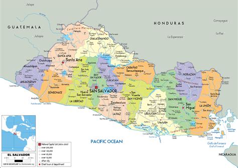 El Salvador Map (Political) - Worldometer
