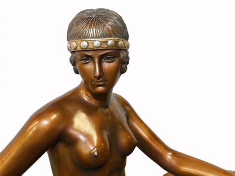 Large Art Deco Statue Female Nude Figurine Resin