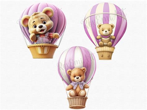 Pink Teddy Bear Clipart Hot Air Balloon Clipart For Baby Shower