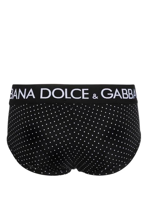 Dolce And Gabbana Logo Waistband Polka Dot Briefs Black Farfetch