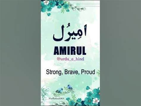 amirul  meaning status urdu  hind official youtube