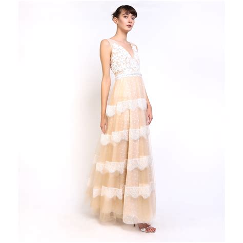 Rochie De Mireasa Lunga Din Dantela Si Tul Alb Cu Nude EVA EMAG Ro