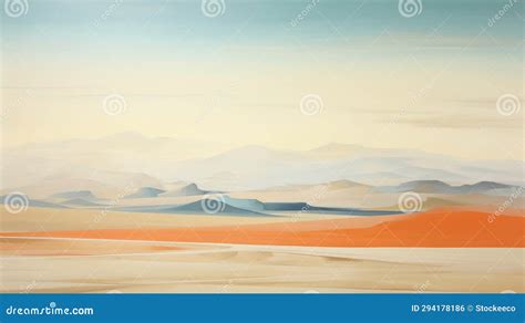 Minimalist Desert Landscape Canvas Painting Stock Illustration