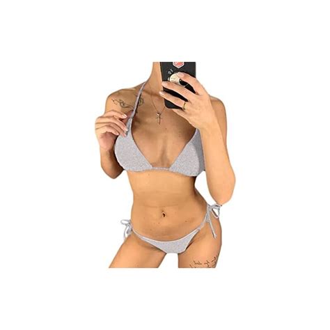 Orandesigne Costume Da Bagno Donna Micro Bikini String Brasiliana Mini Tankini Mare Push Up