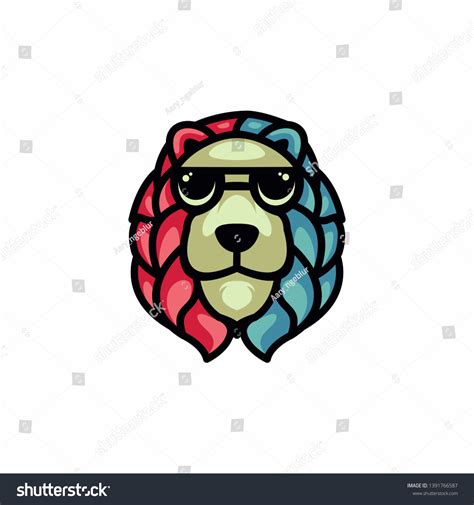 Funny Cool Lion Logo Template Vector Stock Vector Royalty Free