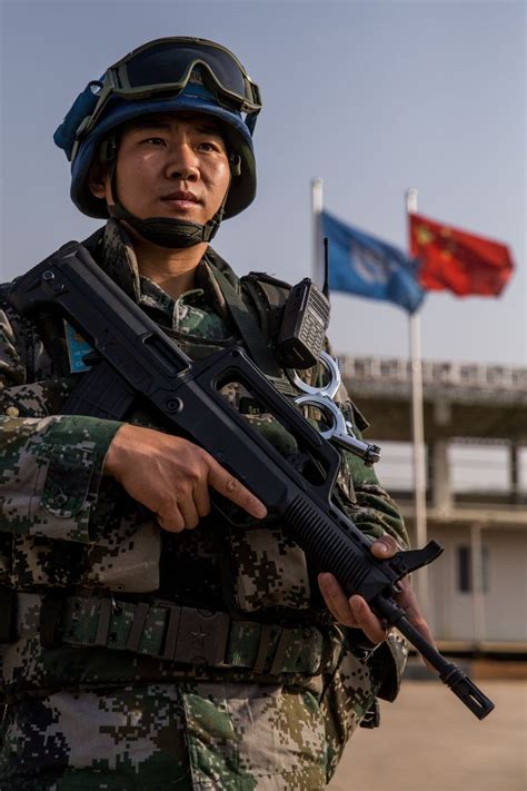 Chinese Peoples Liberation Army Soldier Serving As A United Nations Peacekeeper In South Sudan