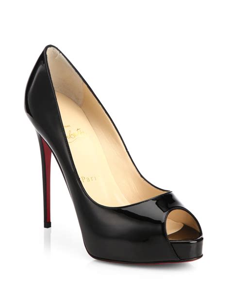 Christian Louboutin New Very Prive Patent Leather Peep Toe Pumps In Black Lyst