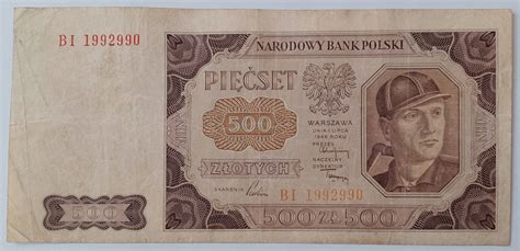 Banknot PRL 500 zł 1948 rok SERIA BI 13246222370 oficjalne