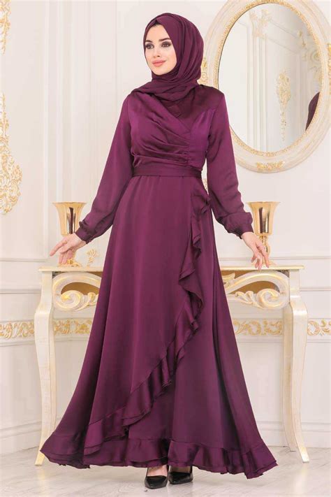 Purple Hijab Evening Dress Mor Neva Style