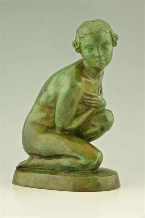 Art Deco Bronze Of A Kneeling Nude By Lucien Alliot At StDibs