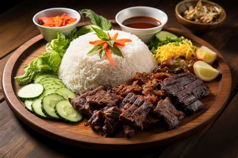 Premium AI Image | Spicy and flavorful nasi padang with beef and vegetables