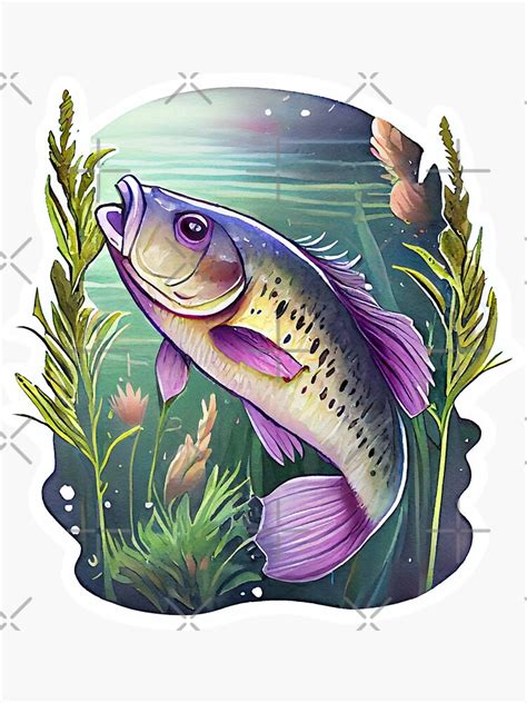 Largemouth Bass Watercolor Sticker Sticker For Sale By Arealguy