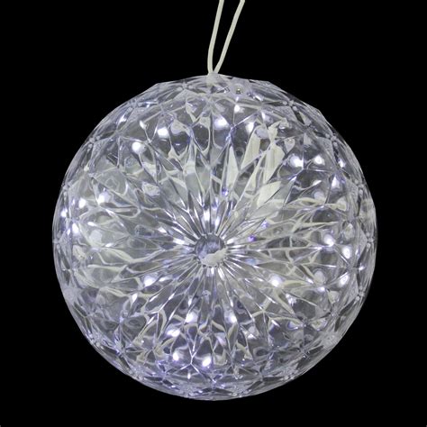 Northlight 6 White Led Lighted Hanging Crystal Sphere Ball Outdoor Decoration