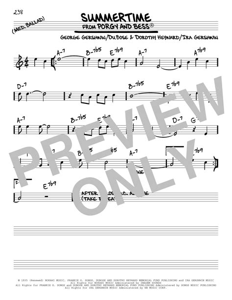 Summertime Real Book Melody And Chords Print Sheet Music Now