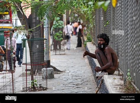 Naked Destitute Man On Street Of Calcutta India Stock Photo Alamy