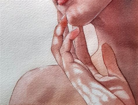 Beautiful Girl Original Watercolor Painting Nude Female Art Hand Painted Watercolor Art Portrait