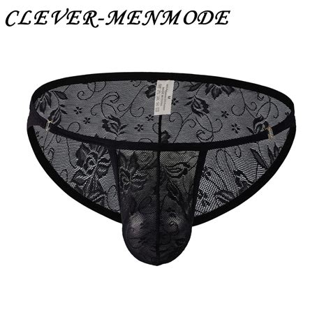 CLEVER MENMODEBriefs For Men Lace See Through Thin Underwear Low Waist Mini Male Lingerie