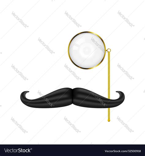 Golden Monocle And Mustache Gentlemans Set Vector Image