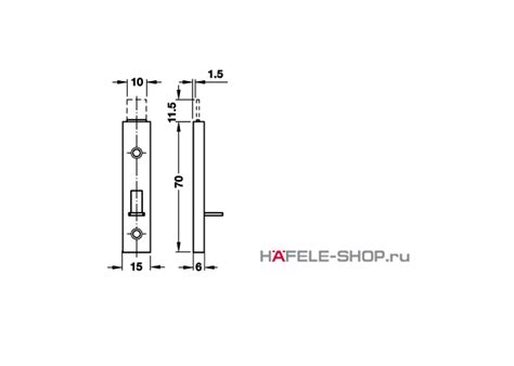 Мебельная задвижка длина 70мм сталь никелированная