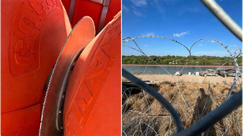 États Unis une barrière flottante équipée de scies à la frontière