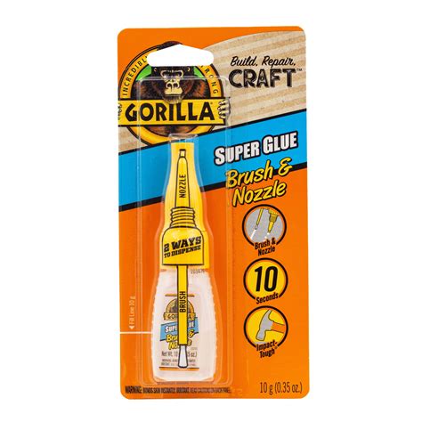 Gorilla Clear Super Glue Brush & Nozzle, 10 Gram Bottle – Totalhill.com