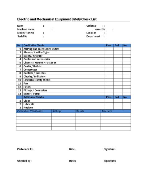 Electrical Panel Preventive Maintenance Checklist