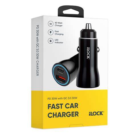Car Fast Charger 60W Dual Port | USB-C & USB-A | PD 30W + QC 30W | LED