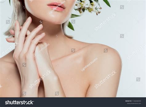 Cropped View Nude Girl Floral Wreath Stock Photo 1140268355 Shutterstock