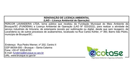 RENOVAÇÃO DE LICENÇA AMBIENTAL