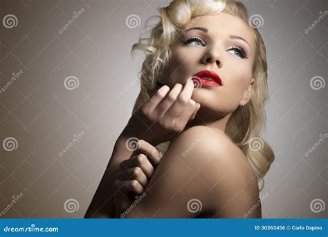 Blonde Girl With Vintage Style Stock Photo Image Of Elegance Fashion