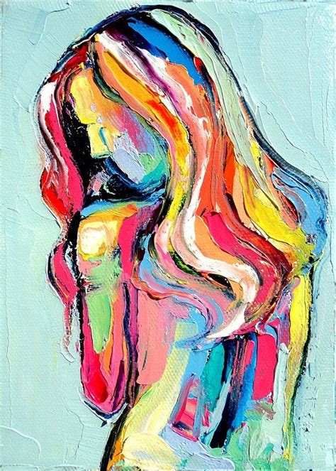Femme 92 Colorful Abstract Nude Female Figure Print On Canvas Etsy