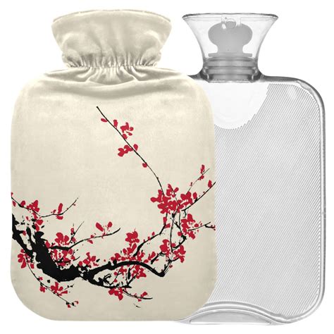 Naanle Retro Japanese Cherry Blossom Hot Water Bottle L Transparent Heat Bottle For Pain
