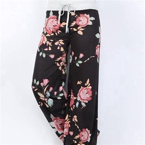 Floral Print Drawstring Pants High Waist Wide Leg Pants Casual Every