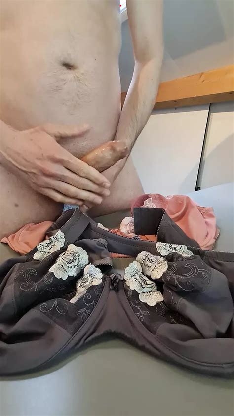 Jerking Off And Cumshot On My Wifes Big Tits Bra And Playing With My Anal Buttplug XHamster