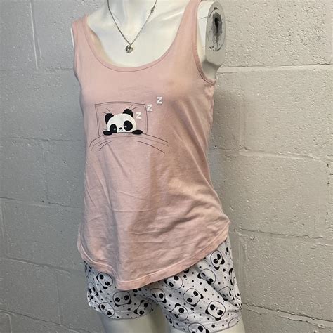 Matalan Pink Panda Print Pyjamas Sleep Set Lounge Depop