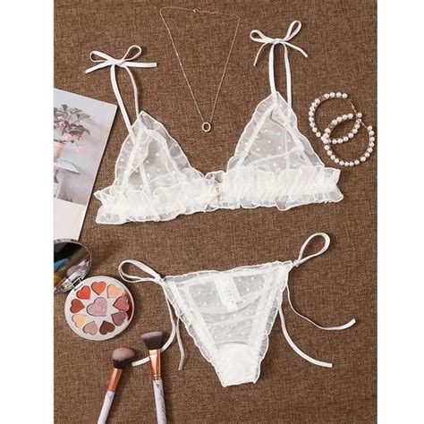 Billionm Set Sexy Bandage Bikini Lingerie Cute Dot Mesh Lingerie Set See Through Women S