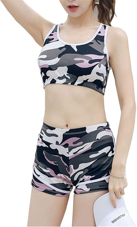 JSUMING Women Removable Chest Pad Printing Low Waist Bandage Bikini Beachwear Swimsuit Amazon