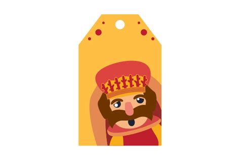 Los Reyes Magos Caspar Kawaii Gift Tag SVG Cut File By Creative