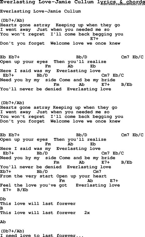 Love Song Lyrics Foreverlasting Love Jamie Cullum With Chords