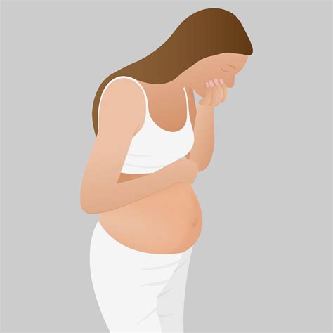 Pregnant woman suffering with nausea in morning. Morning sickness