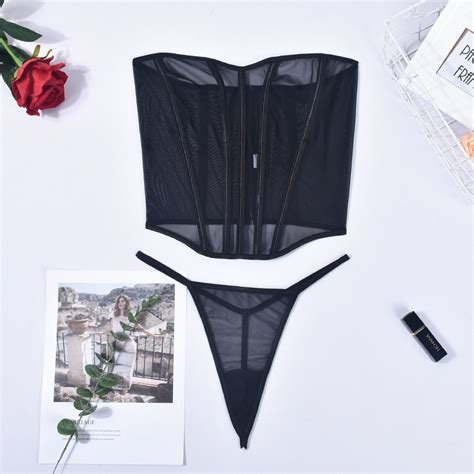 Lingerie Is A Sexy Lingerie Set With Mesh See Through Breast And Fish Bone Breasted Buy Female