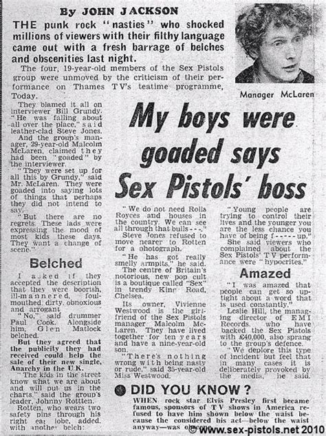 God Save The Sex Pistols Bill Grundy Aftermath Daily Mirror 3rd December 1976 Press Cuttings