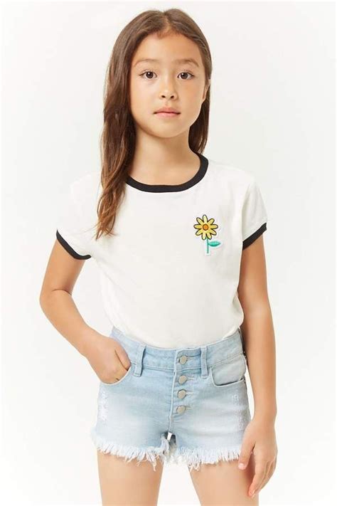 Forever 21 Girls Distressed Button Fly Denim Shorts Kids Girls
