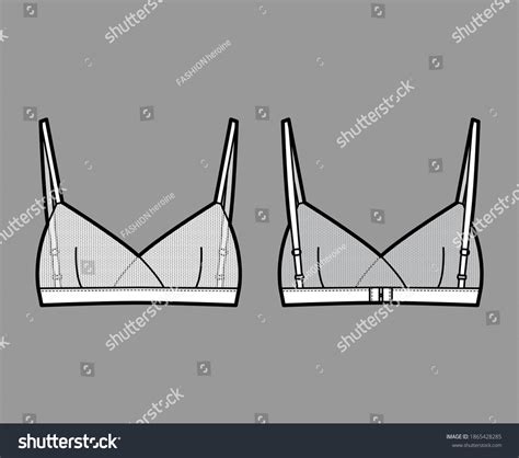 Sheer Bralette Lingerie Technical Fashion Illustration Stock Vector